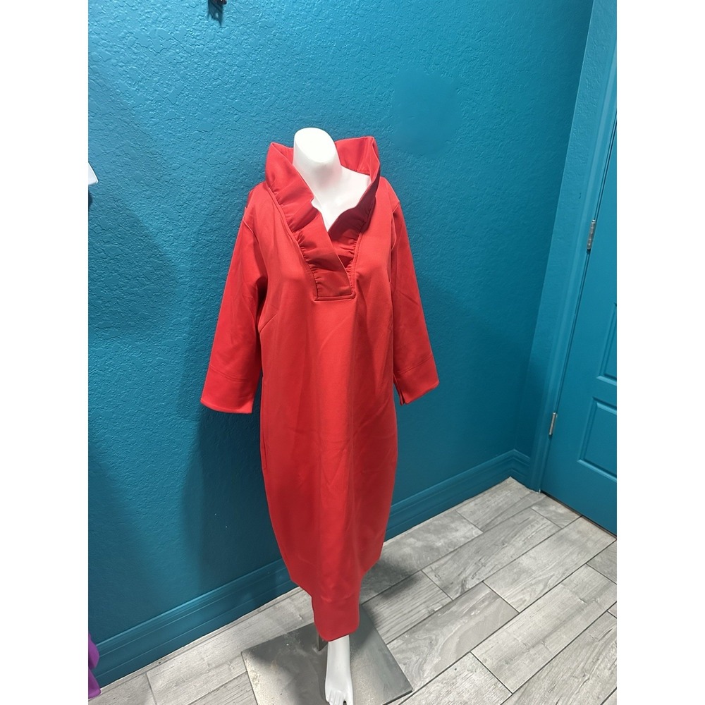 Gretchen Scott Ruffneck Dress Crimson XL